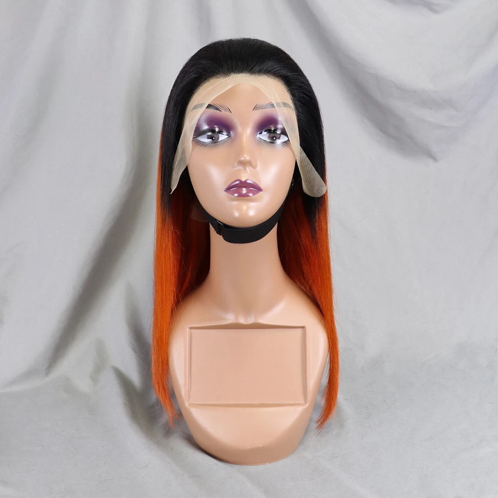 Bone Straight Lace Frontal Wig Short Bob 1B/350 Human Hair