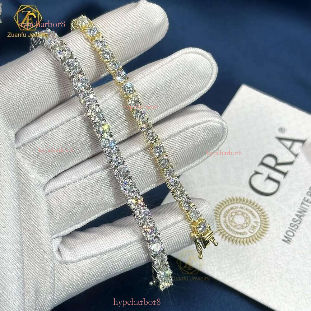 Hip-Hop Jewelry GRA Certificate S 3MM 4MM 5MM 6.5MM VVS D Color Dia Moissanite Tennis Chain Necklace
