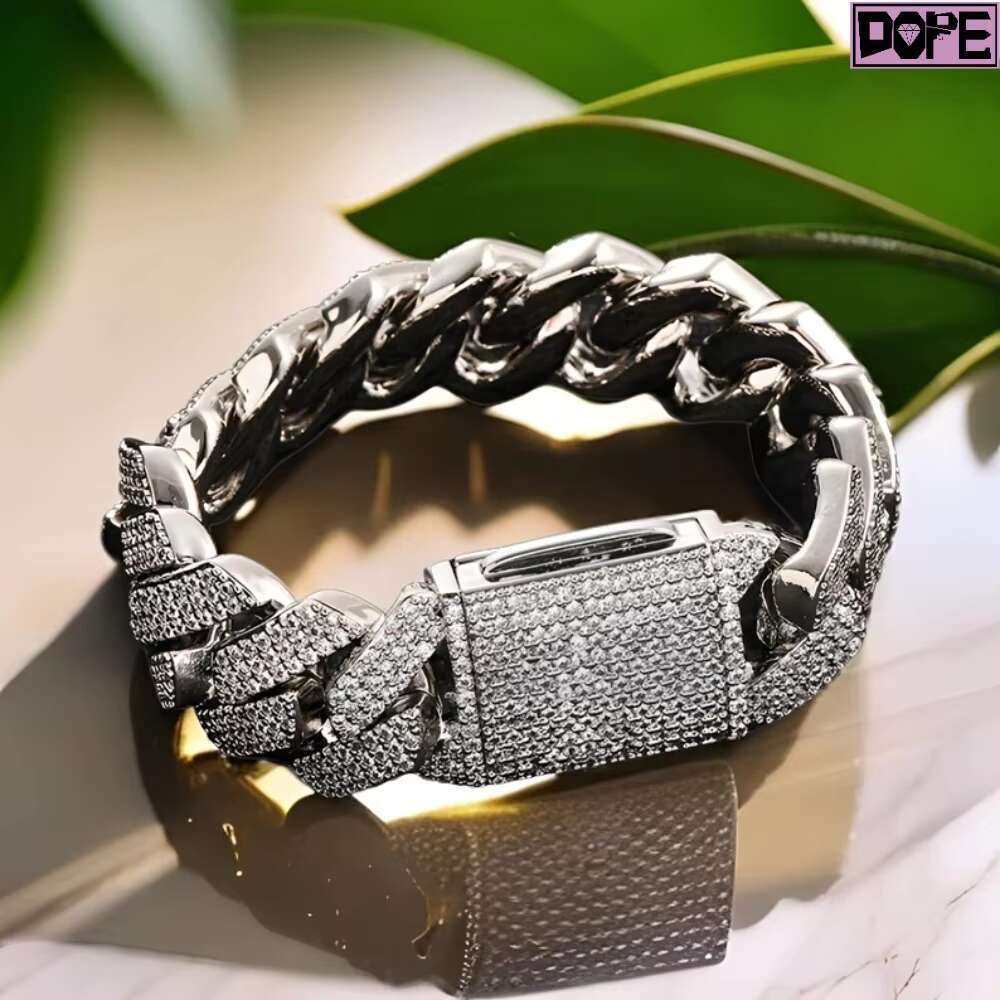 Hip Hop VVS Moissanite Cuban Bracelet 925 Sterling Silver Iced Out Custom Moissanite Bracelet for Men