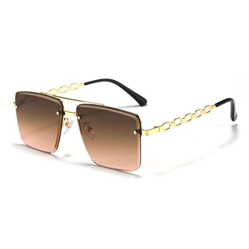 Factory Direct Supply Designer Chain Leg Shades Uv400 Sunglass Women square Steampunk Metal Spring Sunglasses