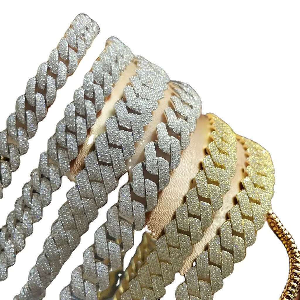 S 9k 14k Gold Iced Marble Laboratory Growth Hip Hop Cuban Chain Necklace