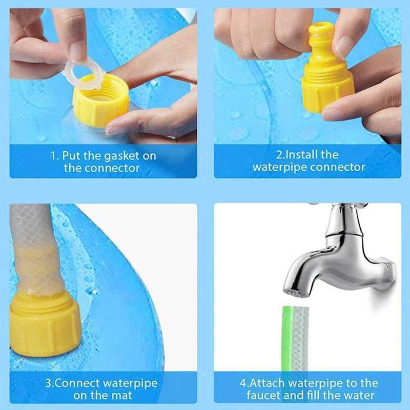 150/170cm summer pet swimming pool inflatable water slide mat game cooling mat outdoor interactive fountain toy Y250407