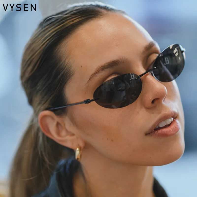 Small frame oval frameless sunglasses mens luxury brand retro round sunglasses womens fashionable frameless sunglasses W250408