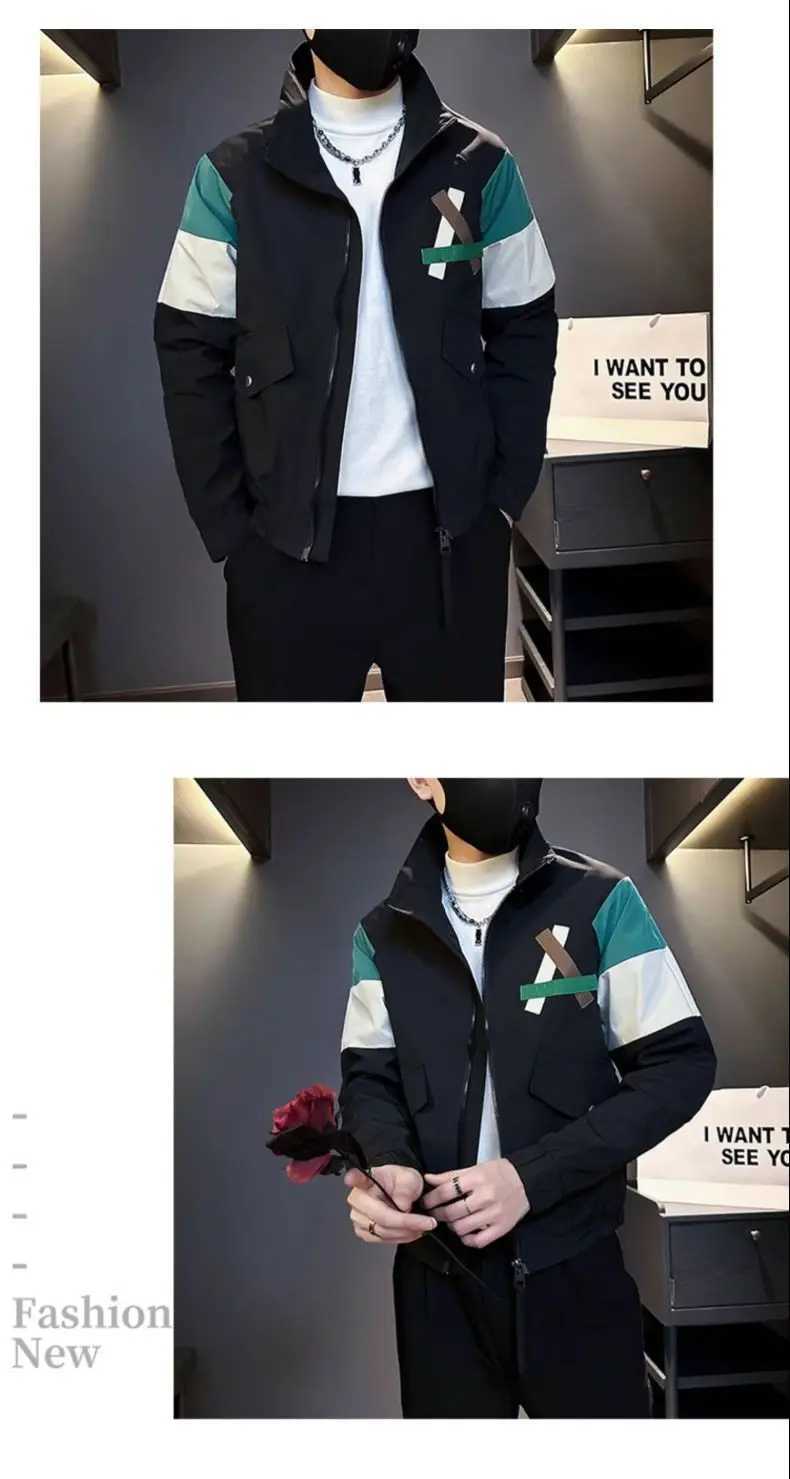 Mens spliced jacket new trend brand jacket cool and fashionable mens casual top M250408