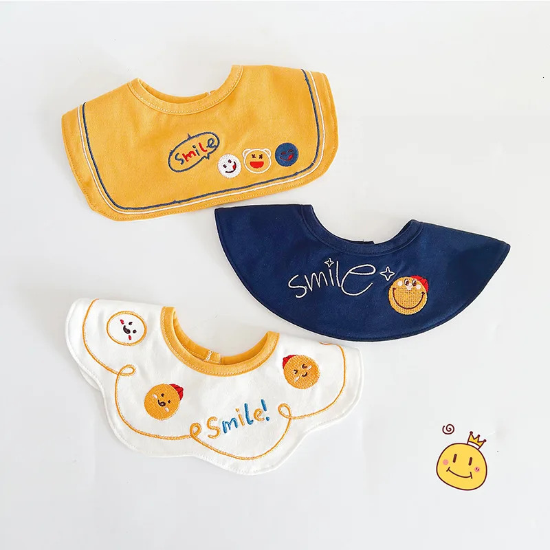 Ins Korea Cotton Baby Bib Embroidery Bib Baby Drool Towel Boys and Girls Drool Pocket Waterproof Baby Kleding Jongen 250408