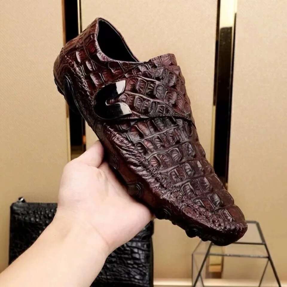 Driving Mens Genuine Loafer Cow Leather Crocodile Pattern Hasp Casual Shoes Atos Hombre