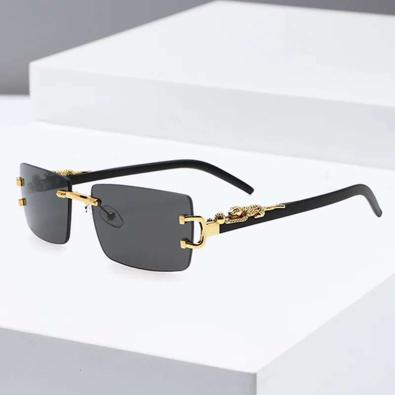 Rimless Rectangle Sunglasses Men Women Fashion Frameless Square Sun Glasses for Ladies Shades Leopard Eyewear UV400 Oculos