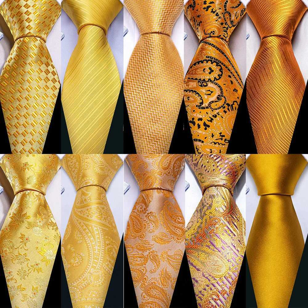 Classic Gold Silk Men Necktie Fashion Stripe High Quality Handkerchief Cufflinks Set Wedding M Ties Business Party Barry. X250407