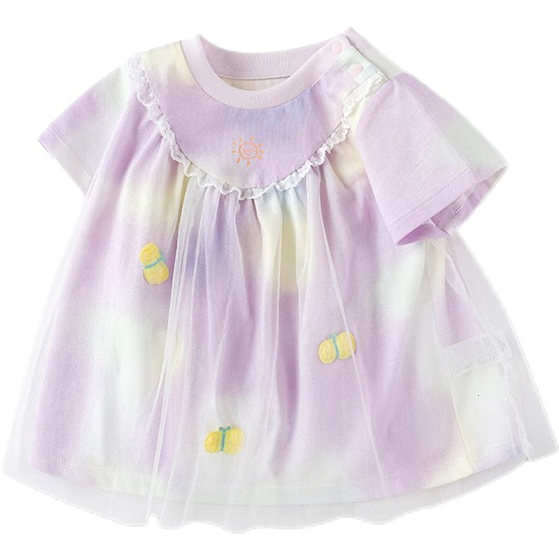 Ddmyshoesvip Children S Clothing Girls Mesh T Shirt New Summer Short Sleeved Pure Cotton Outerwear For Small Medium Sized Babies And Sweet