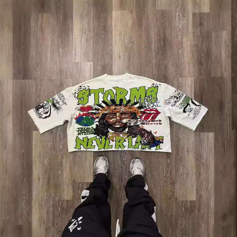 American plus size autumn street graffiti print pattern top, unisex loose streetwear trend clothing gift for boys