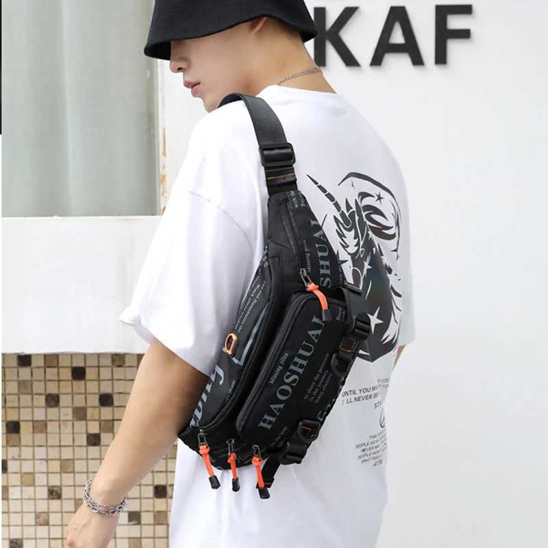 Mens waist Fanny bag waist belt running nylon waterproof multi-purpose travel sports mens suspender chest Bum Hip bag Z250407