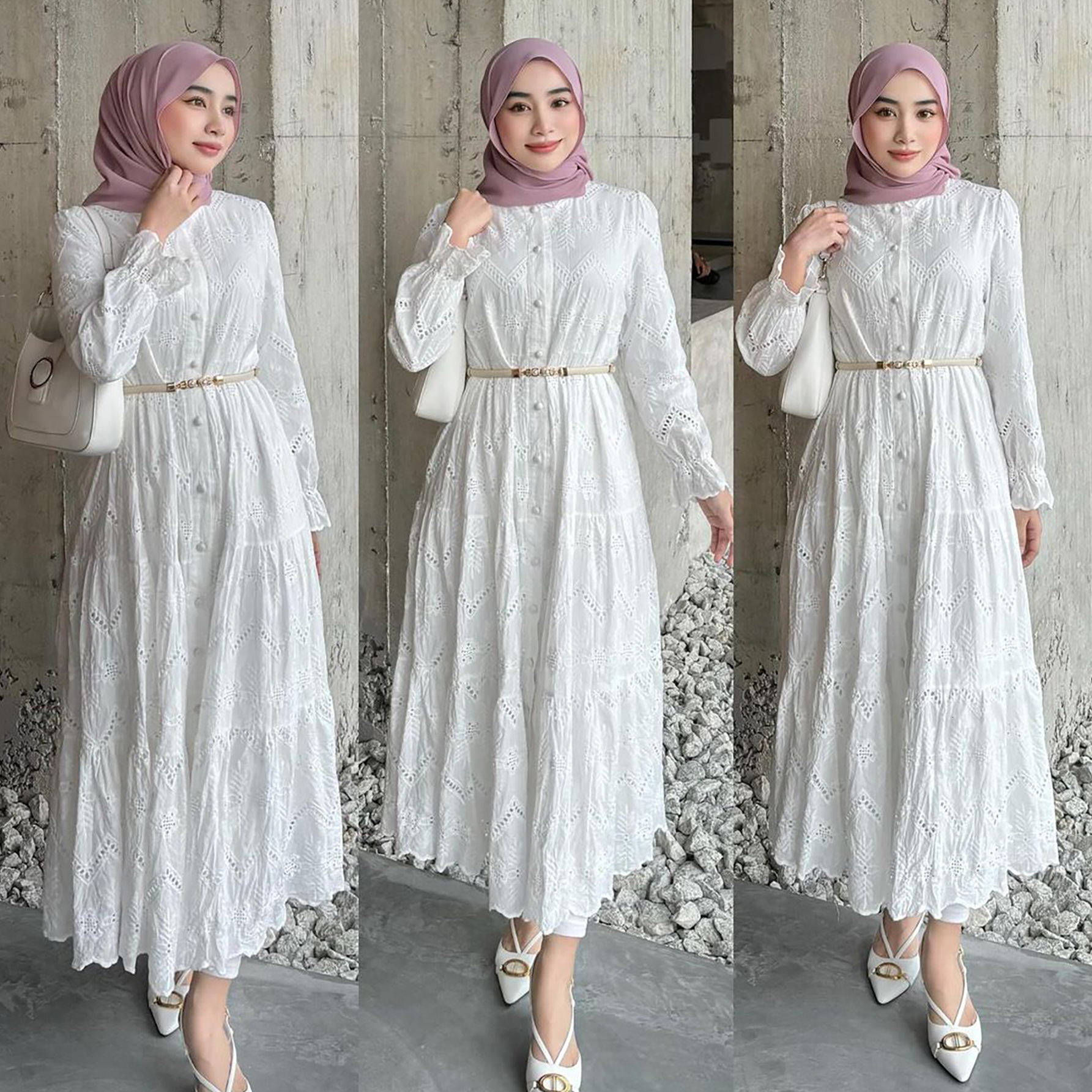 M Color Into Shoppe Muslim Women S TK Embroidered Lace Dress