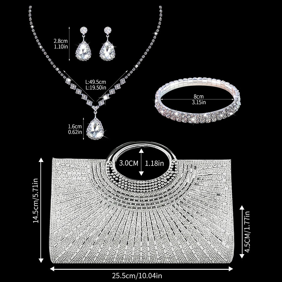 This ladys sparkling rhinestone party club is a perfect gift made with gorgeous pendant necklaces earrings and bracelets. 250402