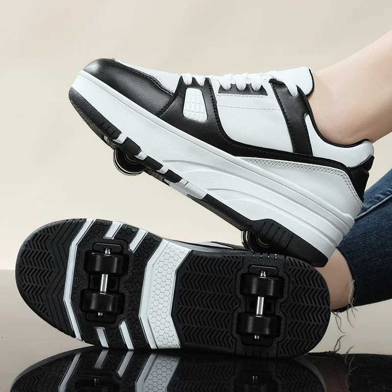 Four wheeled rolling shoes for boys and girls walking shoes casual outdoor sports slides and sprints school students pulling shoes sports shoes W25040