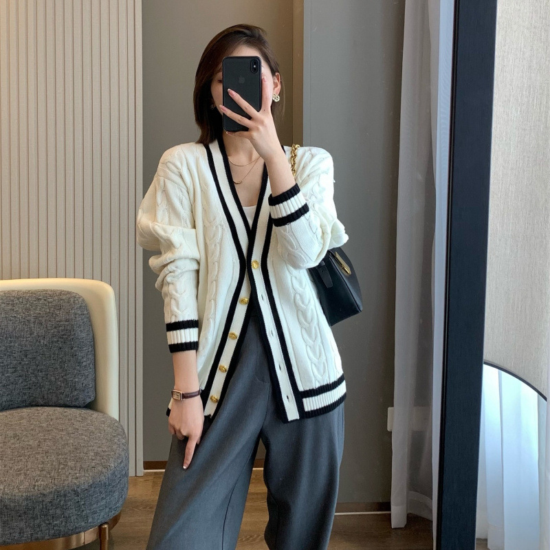 Womens Twist Sweater Cardigan Jacket - Loose-Fit Autumn/Winter Outerwear