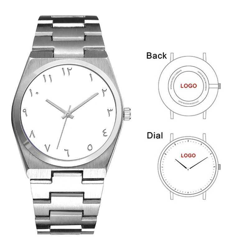 Customized Arabic watches metal quartz proprietary language text letters customized mens watches add your company name watch Relogio Y250407