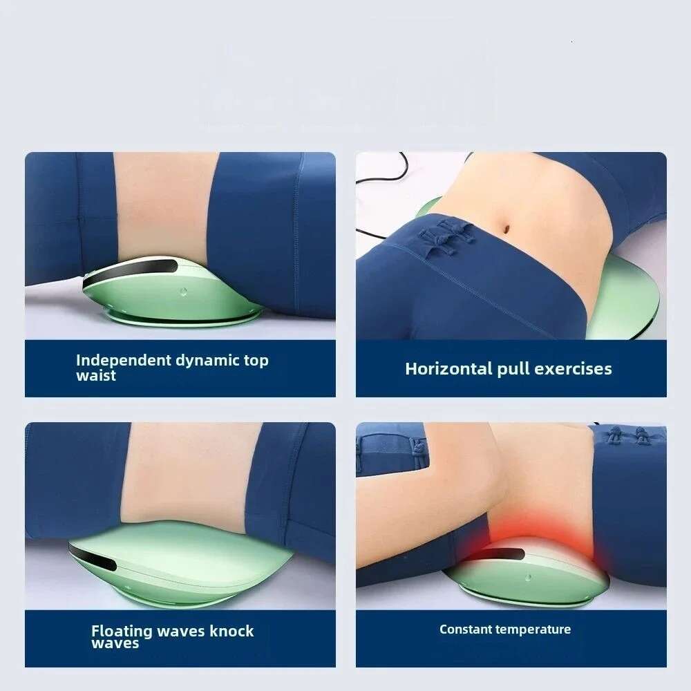 Electric Lumbar Traction With Heat, Adjustable Vibration Iatable Back Stretcher Device Waist Spine Support Massager