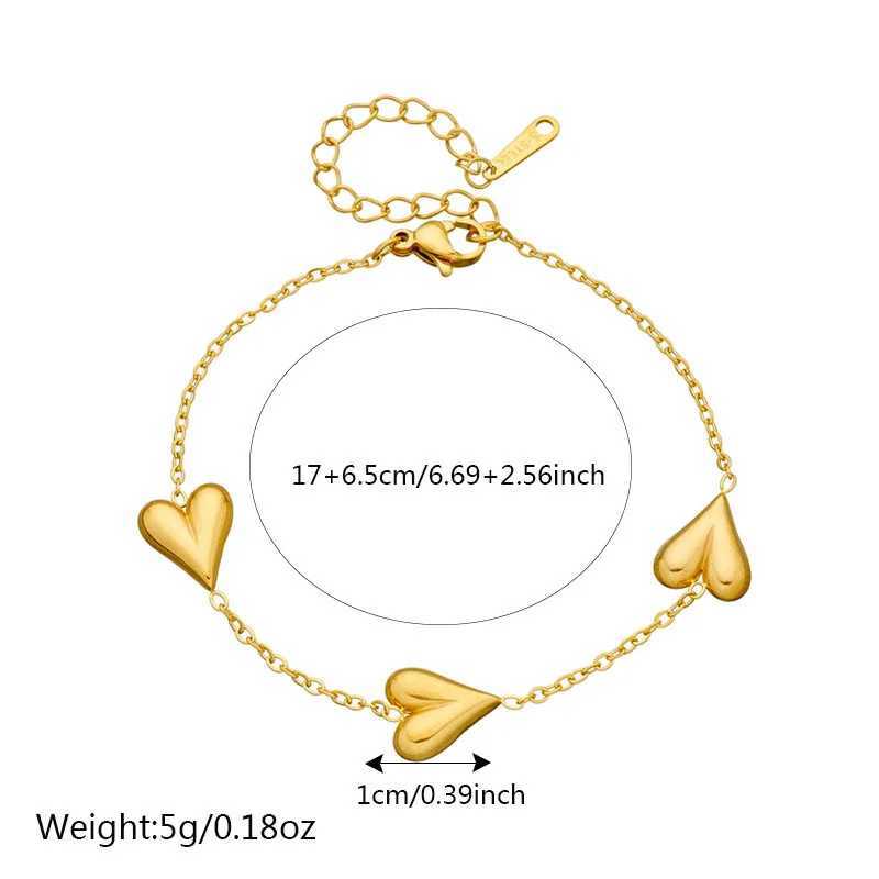 316L StainlESS Steel Simple Joker Chain Tassels Multiple Heart Gold Plated Jewelry Bracelet Necklace Set Jewelry Set Y250408