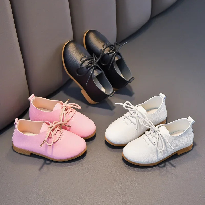 Kids Flat Shoes Solid Color Matte PU British Style Children Leather Shoes Non-slip 2025 Fashion Boys Girls Chic Shoes Soft 250407