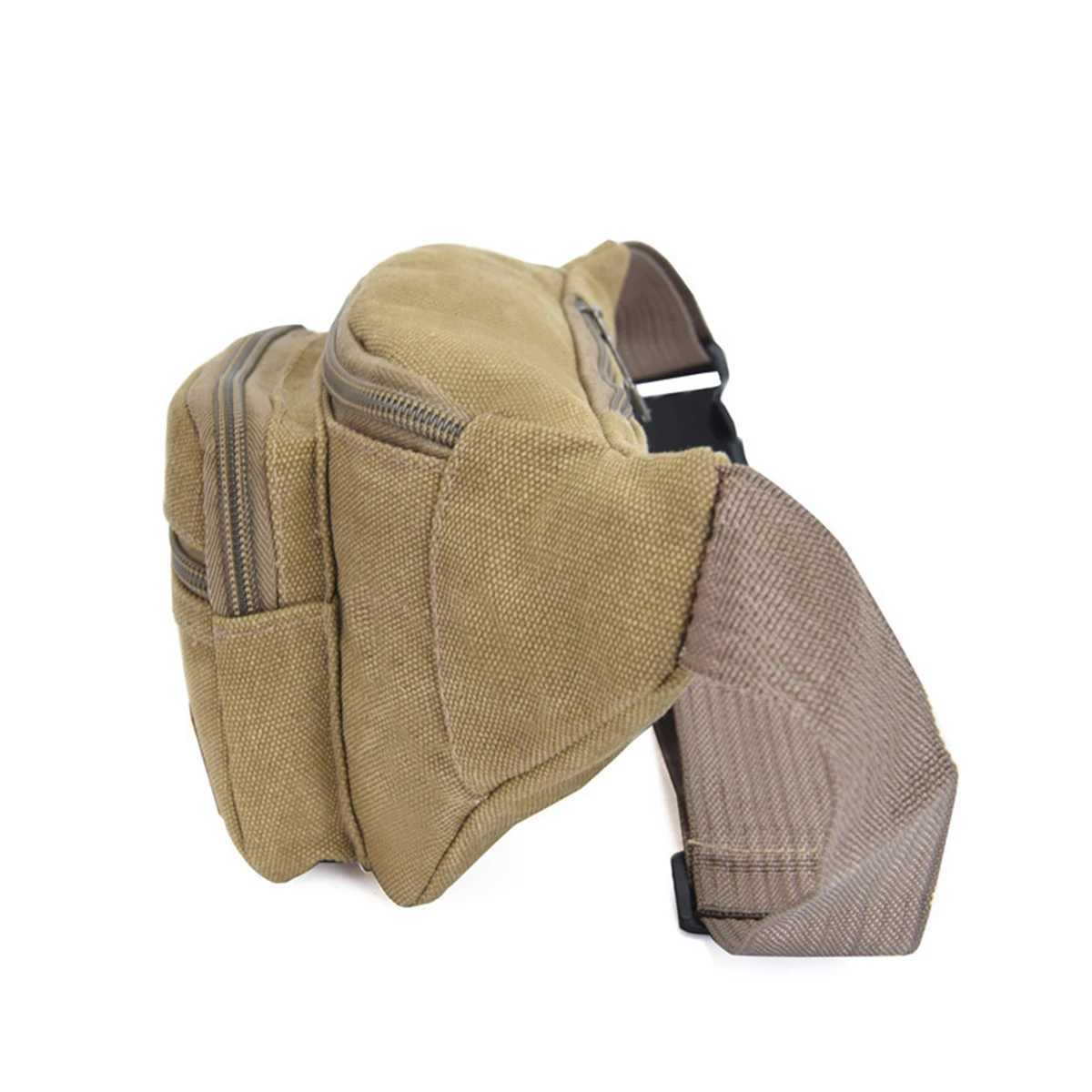 Thick canvas waist bag outdoor leisure sports cross chest bag mens portable mobile phone replacement bag multifunctional LJX Z250407