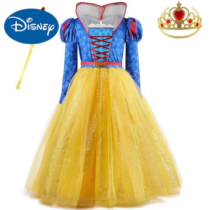Disney Little girl Snow White role-playing costume Carnival dress up party princess dress+accessories 3 elegant childrens birthday ball dresses X25040