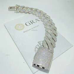 necklace moissanite chain Hip Hop Jewelry 26mm Solid Sier Iced Out k Prong Cuban Bracelet Vvs Dia