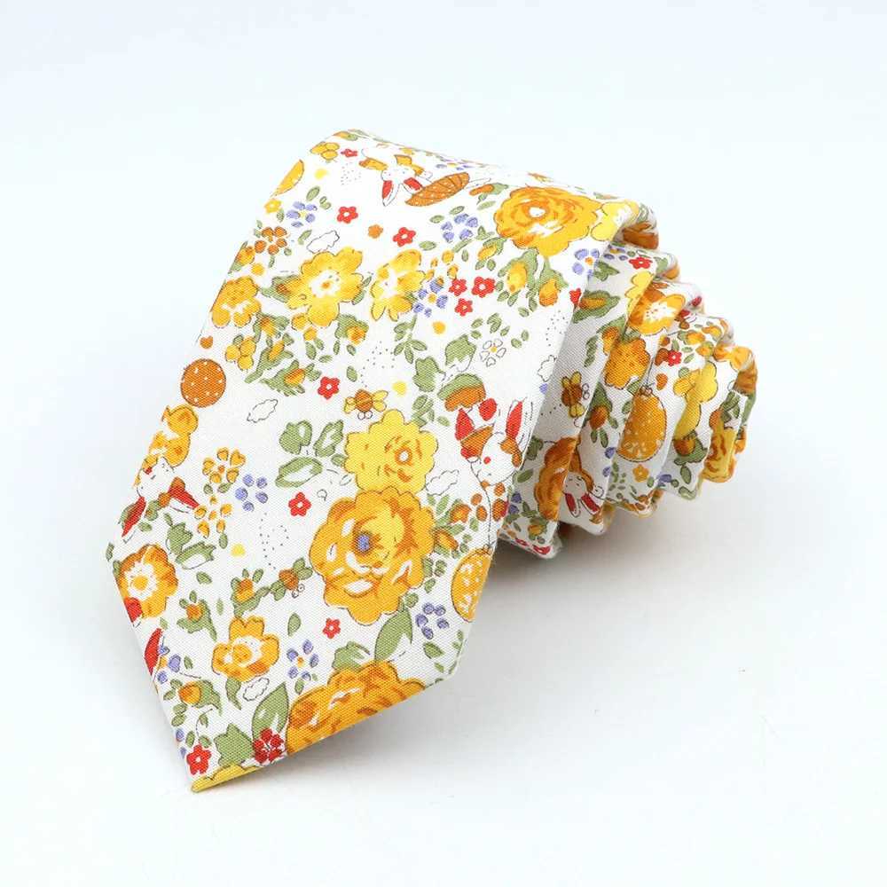 New Mens Floral Neck Ties Casual Cotton Slim Tie Skinny Wedding Party Suit Collar Flower Neckties Gravata Accessories Gift X250407