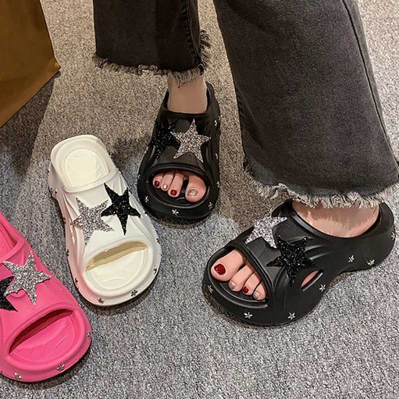 Summer womens star slippers platform anti slip home slippers outdoor beach star slippers womens sandalsXJ250407