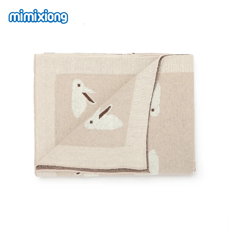 Baby Cotton Blankets born Boys Girls Easter Rabbit Knitted Swaddle Wrap Covers for Stroller Bedding 100*80cm Infant Play Mats 250408