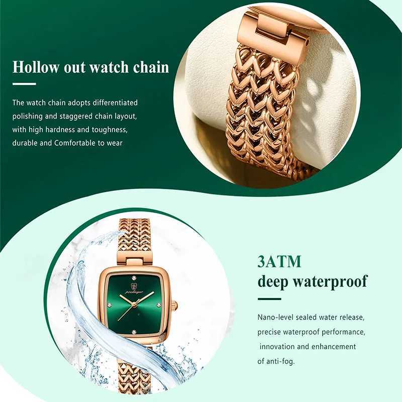 Square ladies watch with small dial new rose gold stainless steel ultra-thin waterproof elegant watchT250408