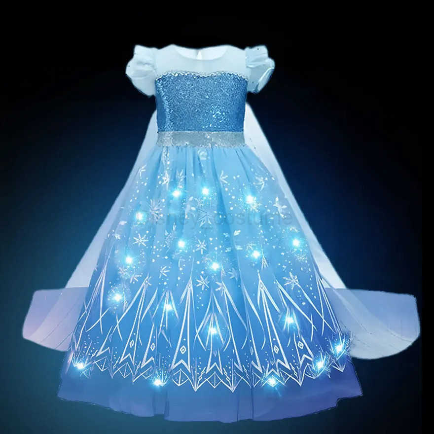 Disney Amazing Frozen Elsa Dress with LED Light Girl Role Playing Princess Costume Preschool Light Fairy Elsa Classic Costume in 2024 X250408