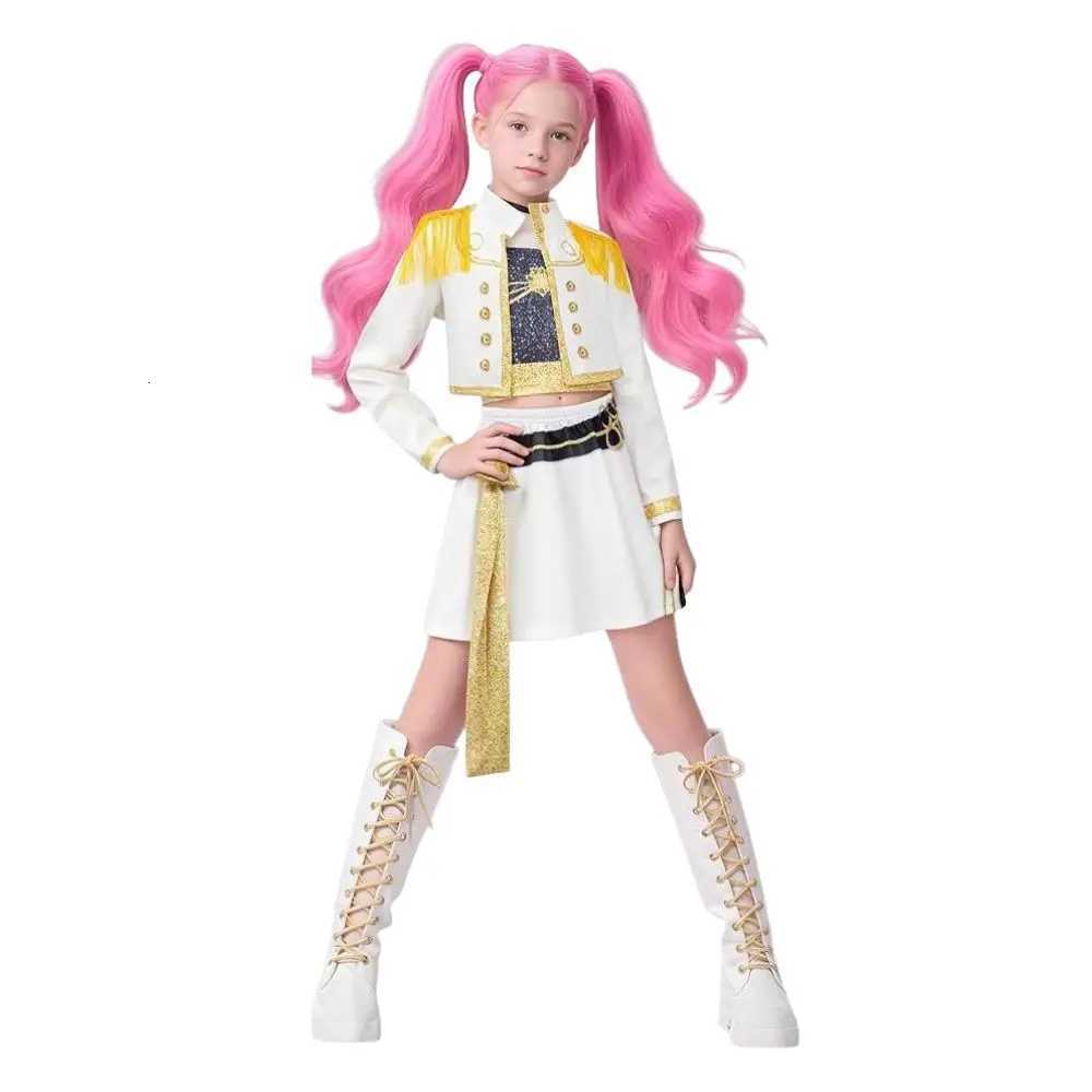 Kids Girls Kpop Rumi Zoey Mira Demon Hunters Cosplay Costume Disguise for Child Printed Clothes Roleplay Halloween Carnival Suit K251107
