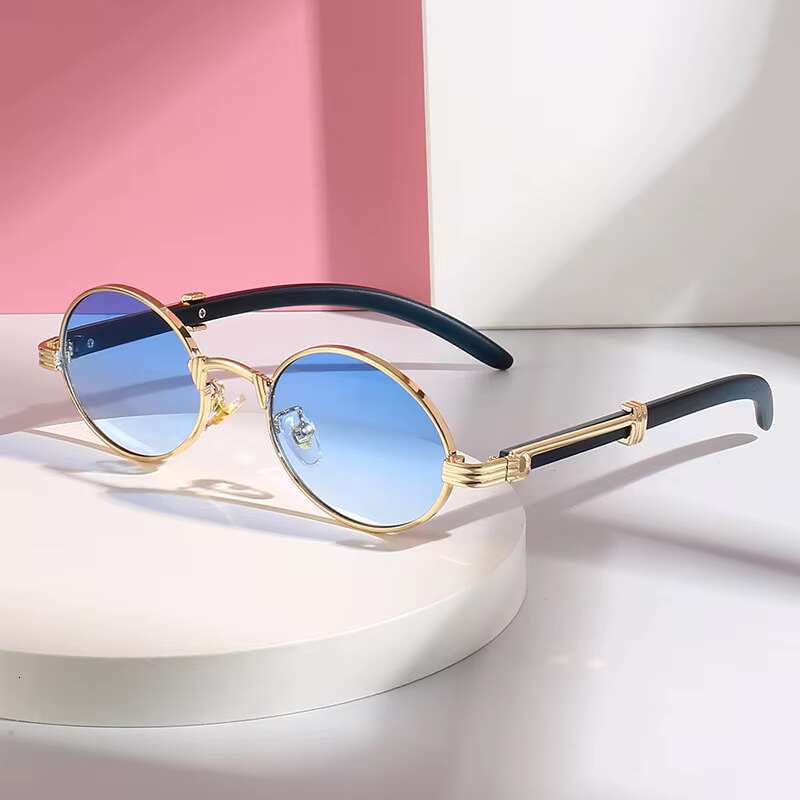 Multiple Colors Unisex High Quality Wood Grain Color Retro Oval Frame Sunglass for Men Women