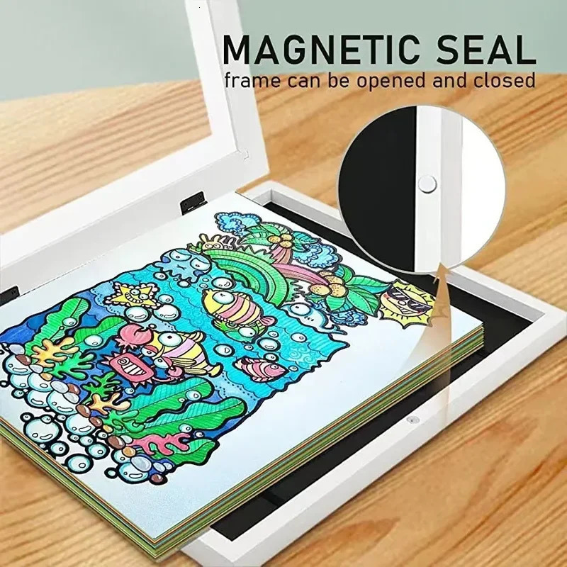 Simple wooden frame A3/A4 picture frame DIY Childrens Exhibition of Paintings Home Decoration Storage Rack 250408