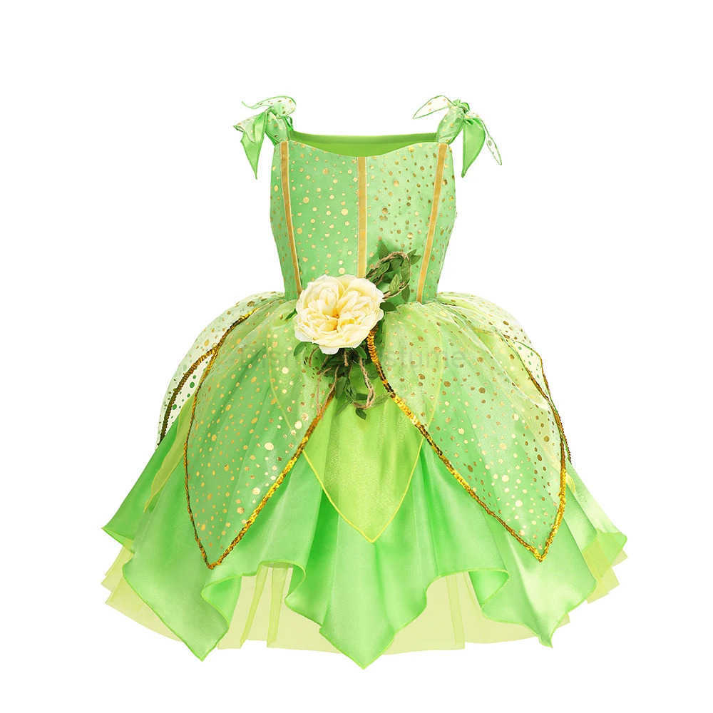 Disney Kids Girl Cosplay Bell Costume Halloween Role Playing Green Dress Fancy Fairy Princess Cosplay Birthday Party Dresses Knee Lengt X250408