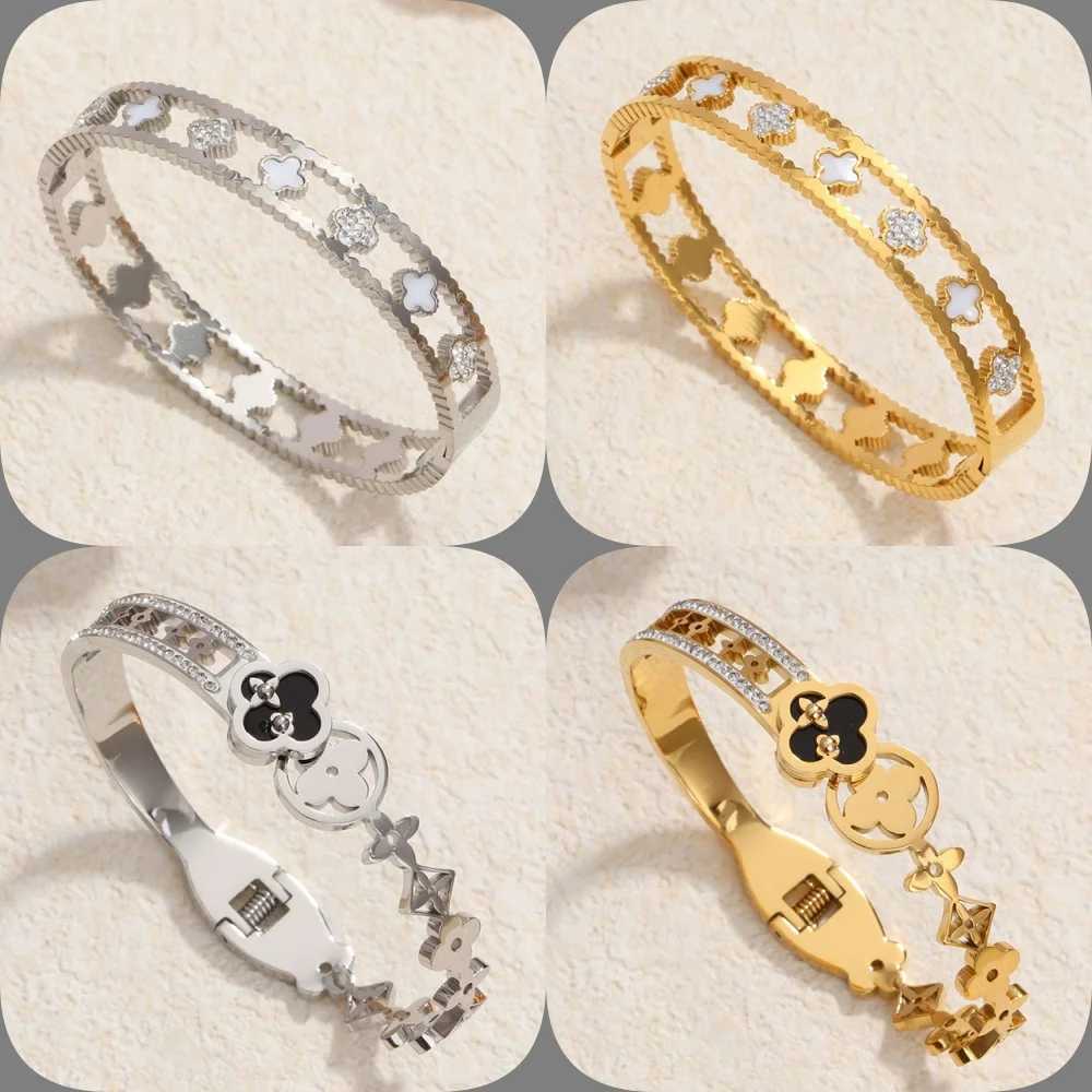 Classic zircon sier bracelet for wen high quty stainl steel gold plated hollow jewelryC250408