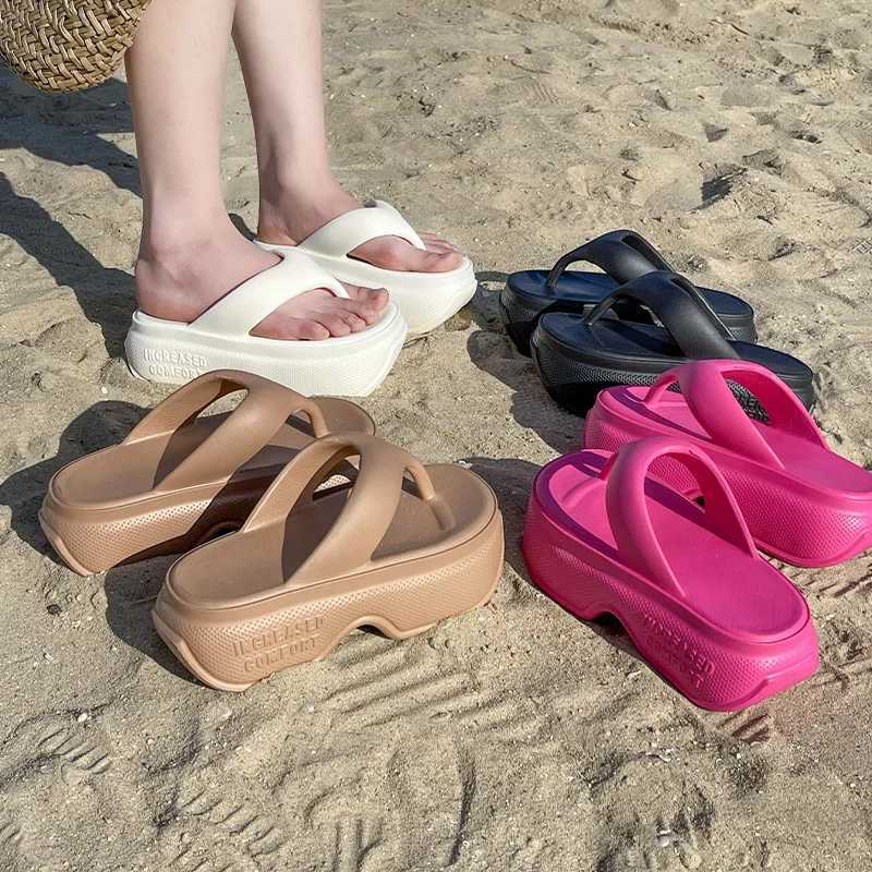 Womens platform sandals womens flip EVA high heels sandals womens Fi beach slides outdoor soft high heels cloud slidesXJ250407