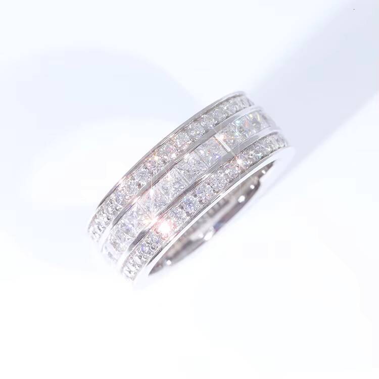 Fashionable Design Jewelry 925 Silver VVS Moissanite Iced Out Ring Cuban Ring for Hip Hop Men