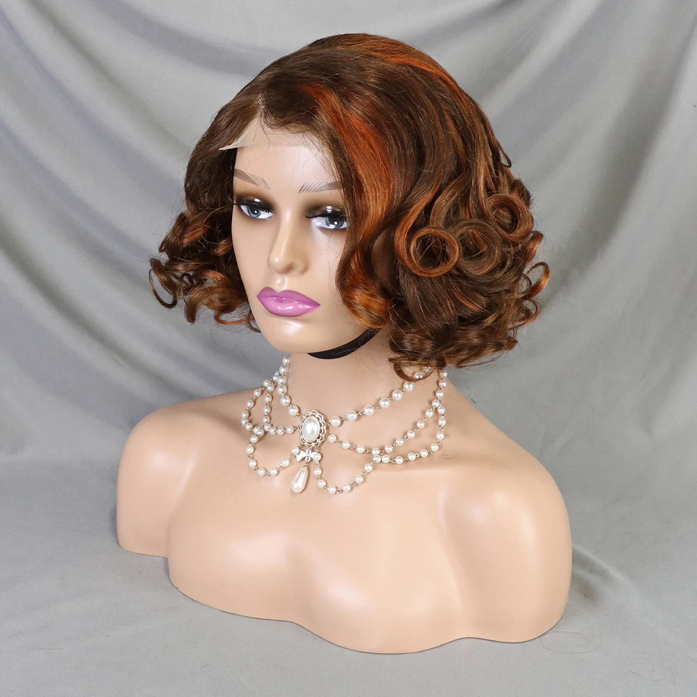 Body Wave Short Wigs Human Hair 4X4 Bob Wig Lace Front H