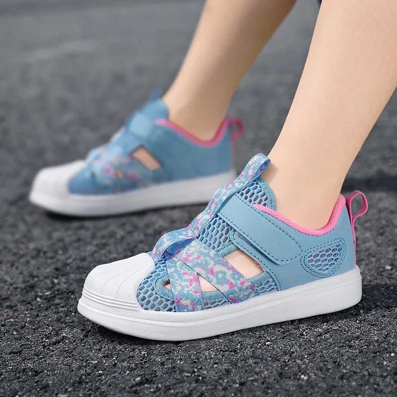 Fashionable childrens soft casual shoes girls light short and chubby air mesh sports shoes childrens summer 4 5 6 7 8 princess mesh sports shoes W2504