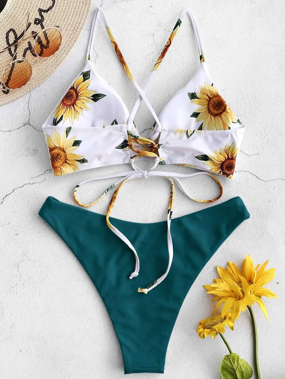 Dongdumaoyi Sunflower Printed Bikini Set Sexy Swimwear Women Mujer Push Up Padded Biquini Bathers Bandage Bathing Suit Swimsuit