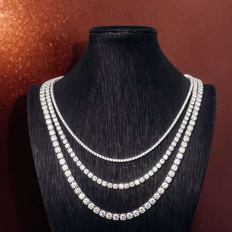 Wholesale 3mm Moissanite Necklace for Women 925 Silver Tennis Jewelry Necklace for Hip Hop Diamond Necklace