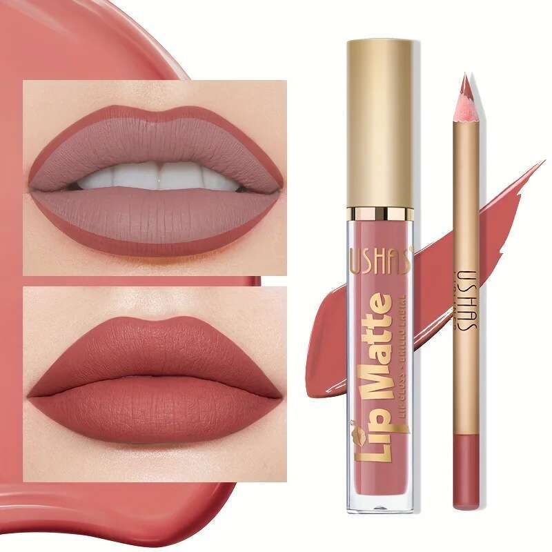 Matte Lipgloss&Lip Er Set 12 Colors Luquid Lipstick High Pigmented Long Lasting Waterproof Lips Makeup