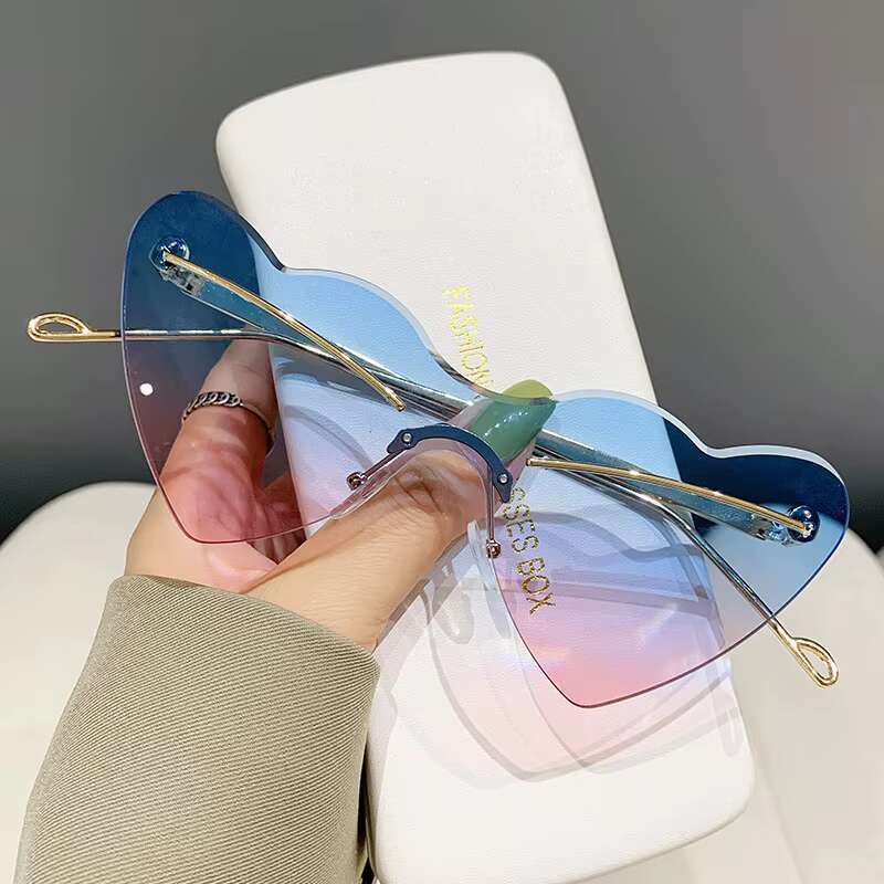 New Trend Creative Funny Hip Hop Party Eyeglasses Rimless Ladies Heart Shape Sun Glasses