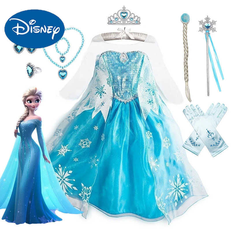 Disney Halloween Elsa Dress for Girls Children Party Princess Costume Kids Disguise with Long Cloak Girl Snow Queen Carnival Clothes X250408
