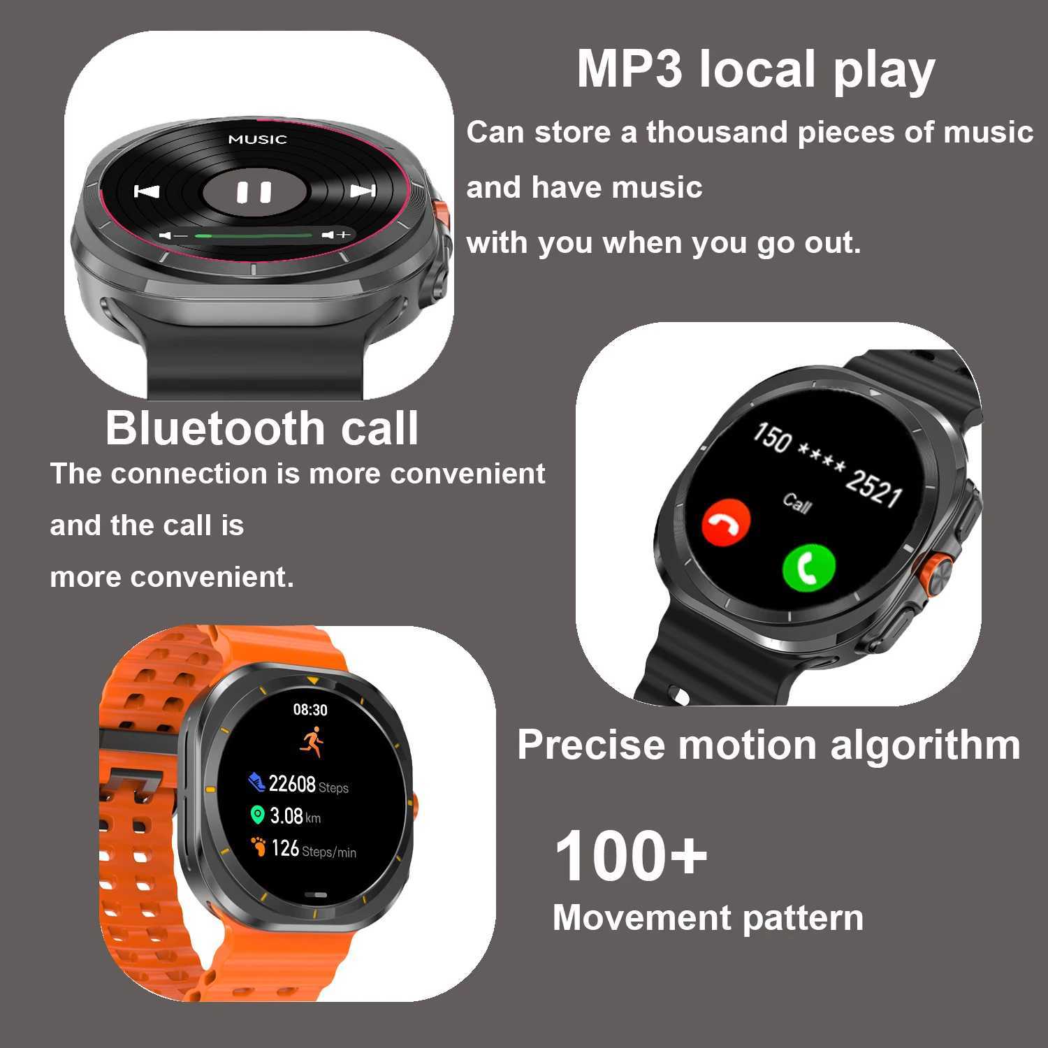 New Galaxy Watch 7 Ultra Smart Watch 32GB Memory 1.5-inch AMOLED Sn GPS NFC Fitness Tracker Health Smart Watch for MenXJ250408