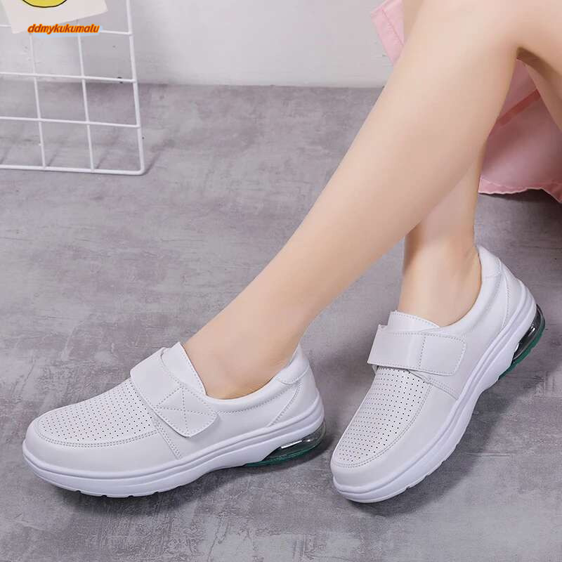 Comfortable Soft White Flat Air Casual Sneakers for Non-slip Breathable Women Non Slip Hospital Nurse Shoes ddmykukumalu
