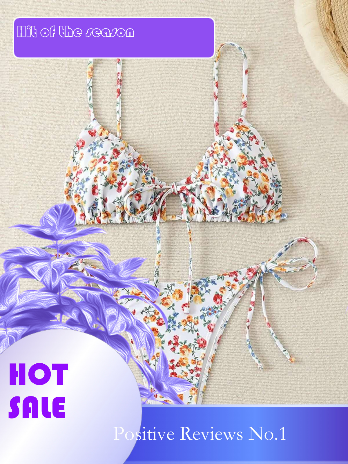 Dongdumaoyi Floral Print Two Piece Swimsuit For Women Sexy Drawstring Pleated Bra Push Up Bikini Set Beach Vacation Bathing Suit New