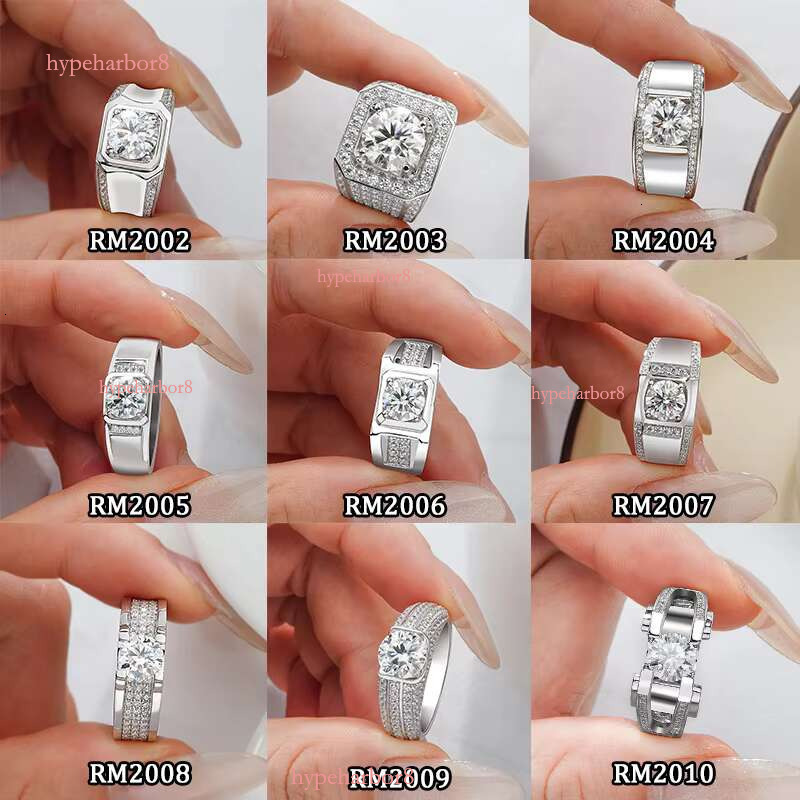 S 1CT 2CT DEF VVS stone ban silver plated white gold silicon men's ring