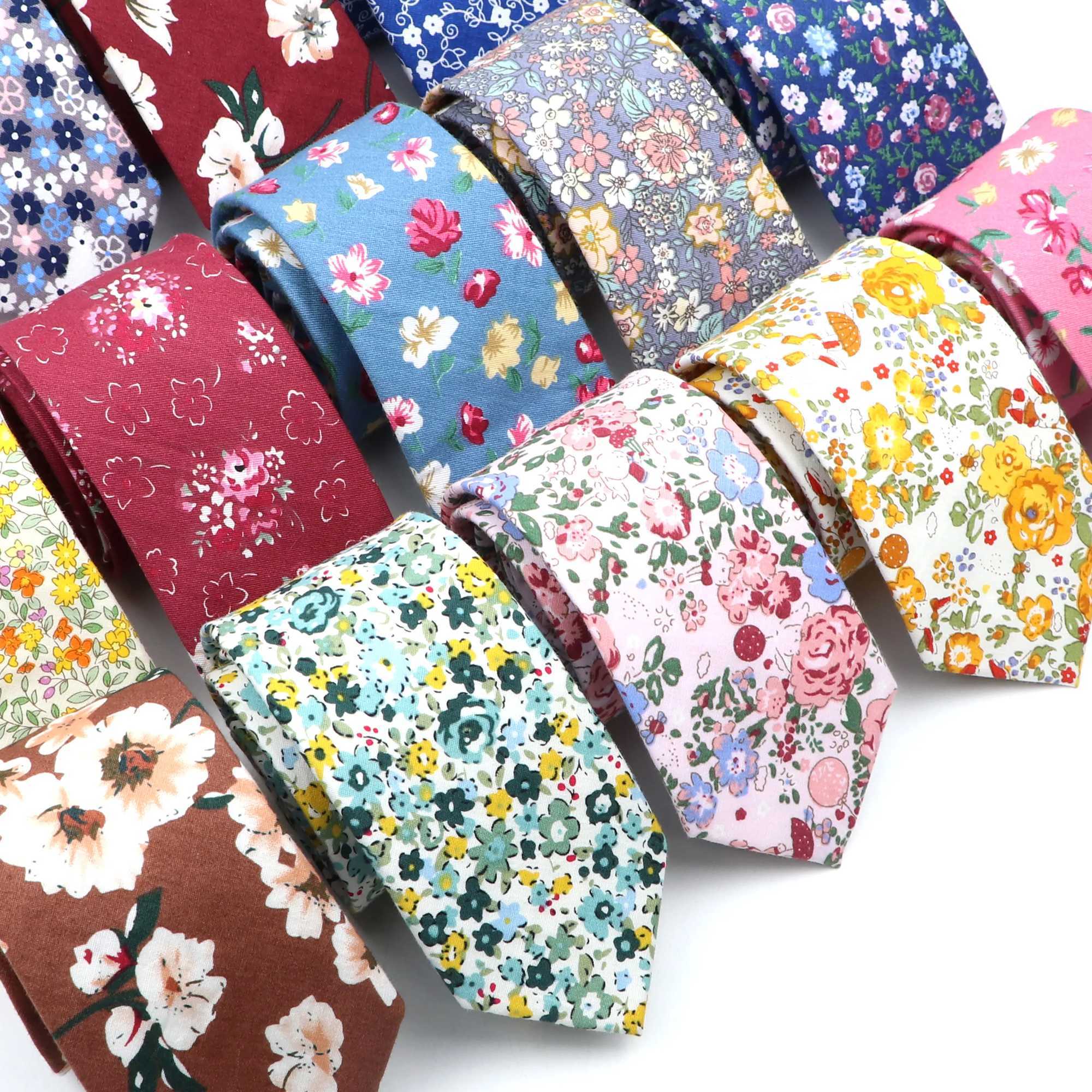 New Mens Floral Neck Ties Casual Cotton Slim Tie Skinny Wedding Party Suit Collar Flower Neckties Gravata Accessories Gift X250407